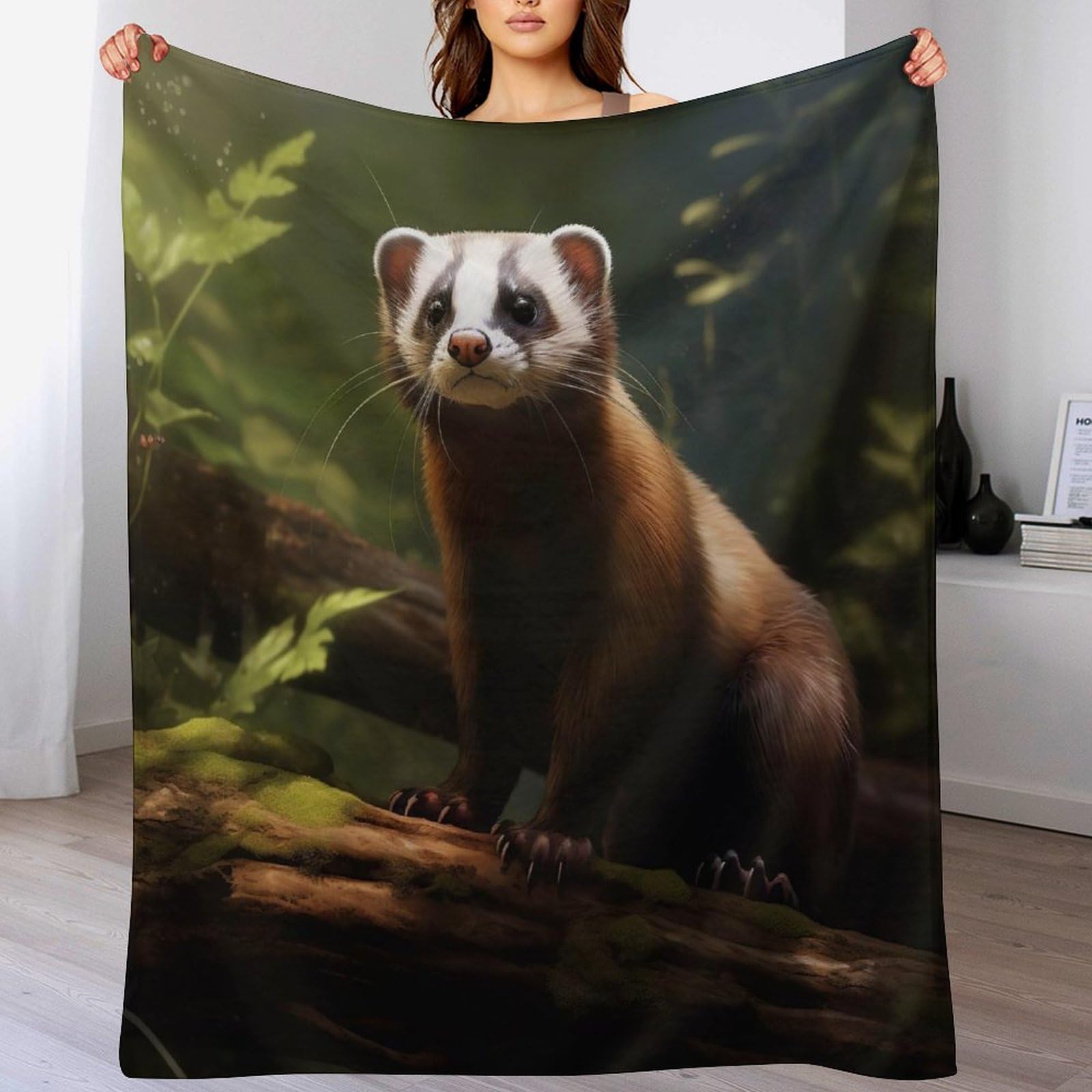 Manta de tejón de franela suave y cálida en tamaño 130x150 cm para las cuatro estaciones