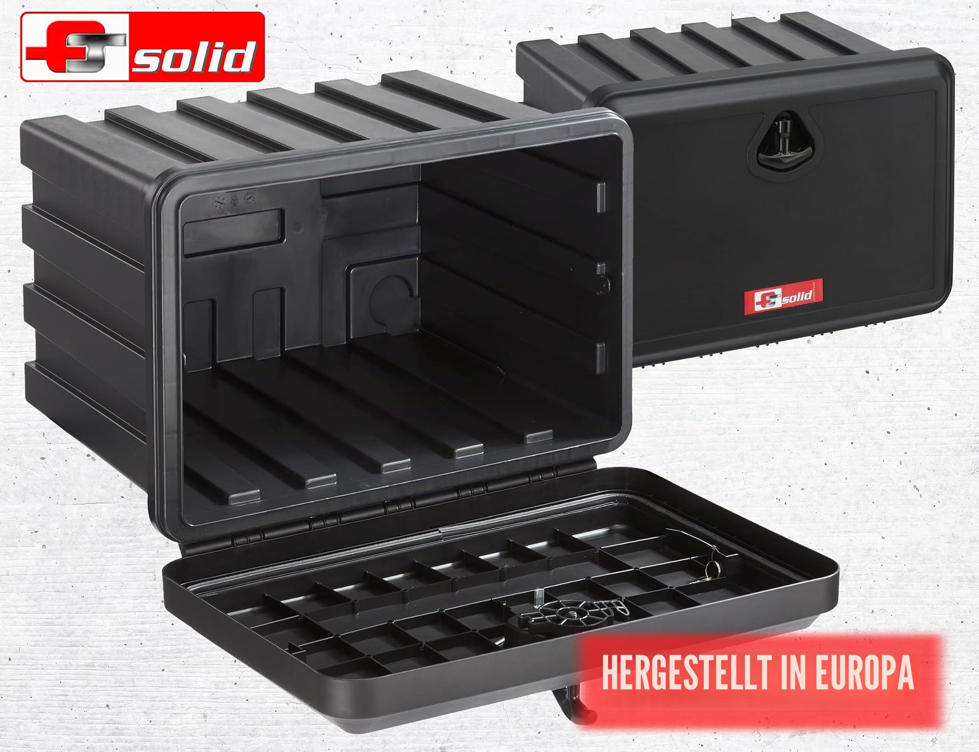 Unterbaubox 78l für LKW PKW – Abschließbarer spritzwassergeschützter Staukasten aus Polypropylen mit EinHand-Griff 600x425x460 mm leicht