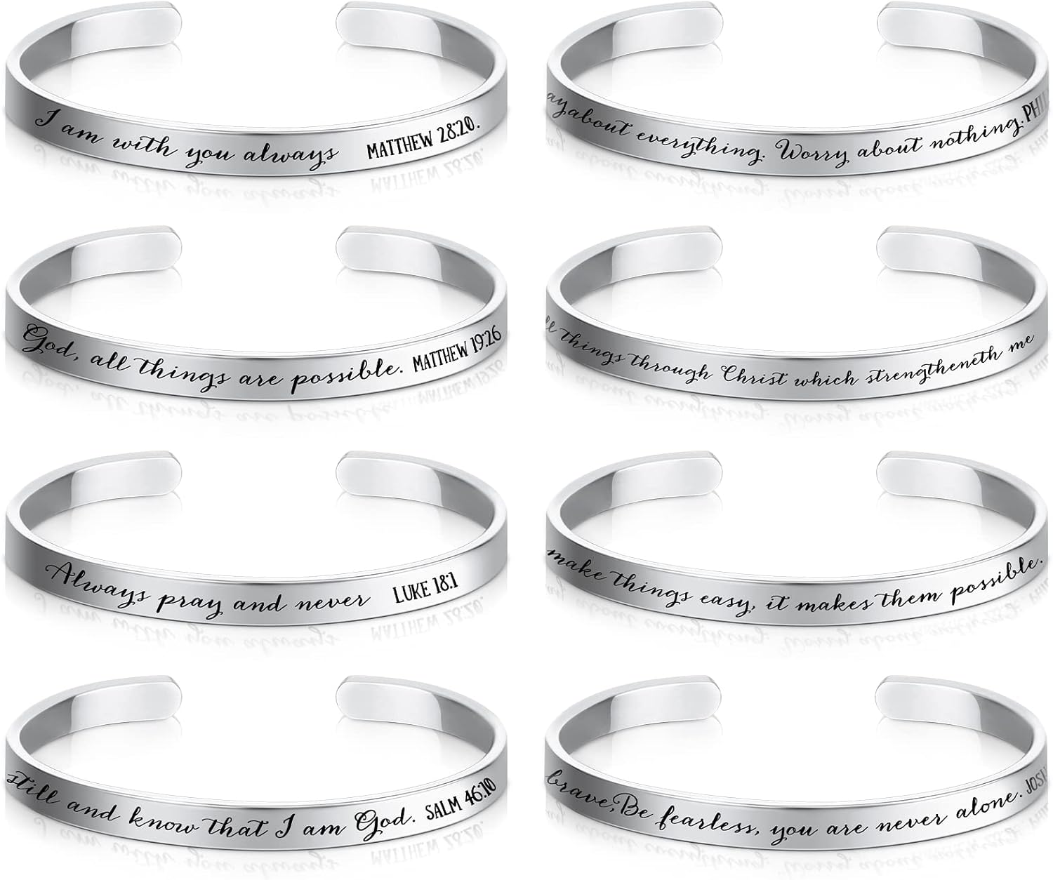 Yinkin 8 Pcs Christian Inspirational Bracelets Religious