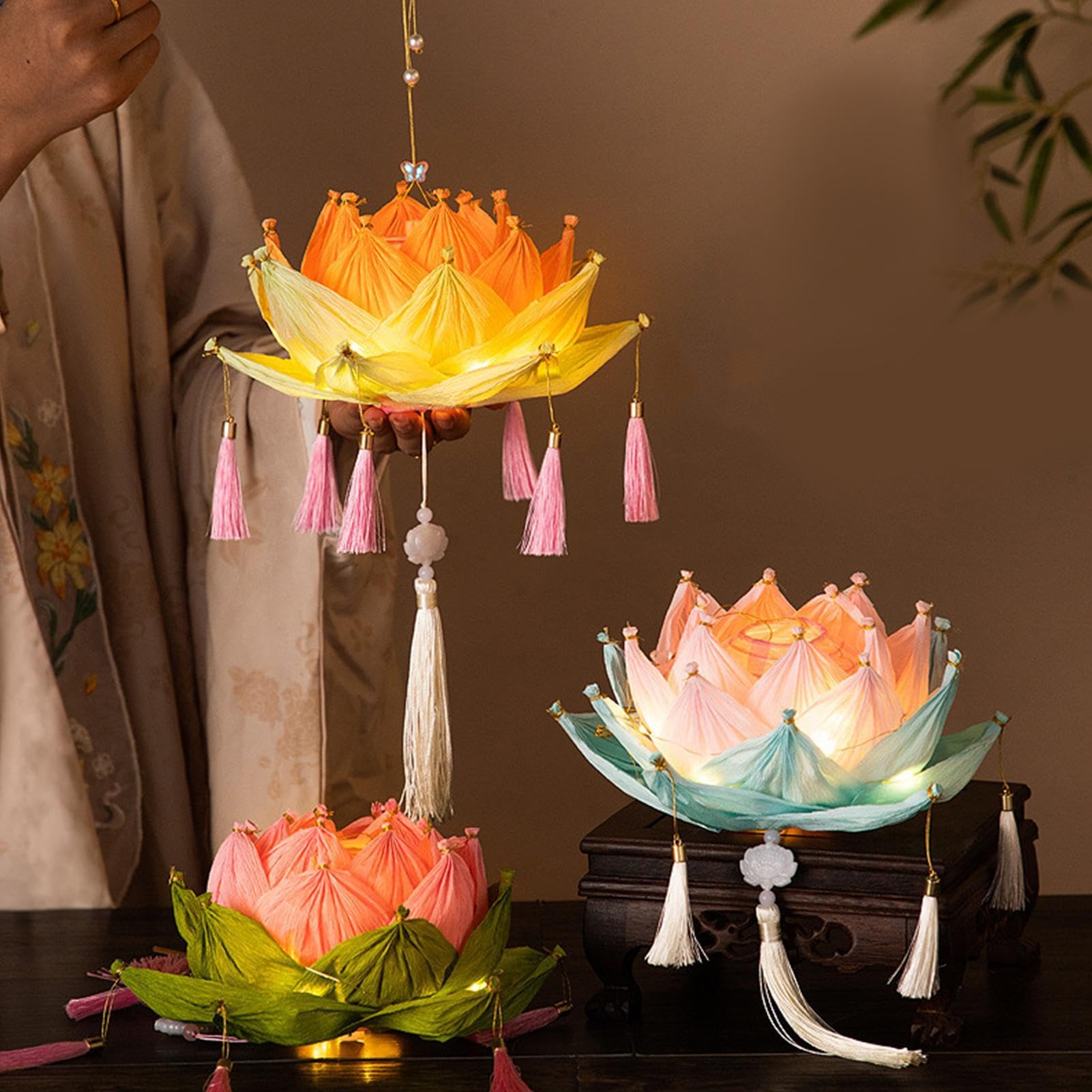 Amazon | 提灯 蓮ランプ 灯籠 蓮の花 ちょうちん 蓮提灯 祭り 道具 