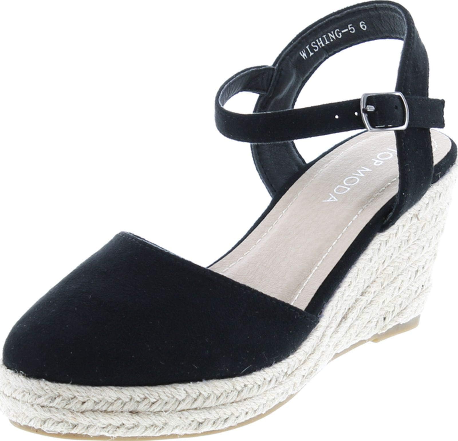 TOP ModaWishing-5 Women's Closed Toe Buckle Strap Espedrilles Sandals