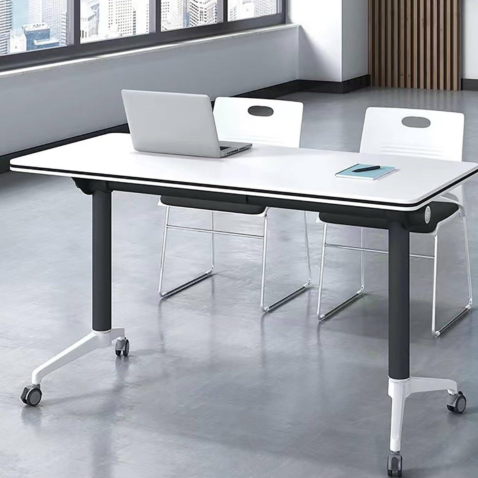 Mobilny stół treningowy z klapką i kółkami składany stół konferencyjny do biur, sal lekcyjnych, sal konferencyjnych, 120 x 40 x 75 cm