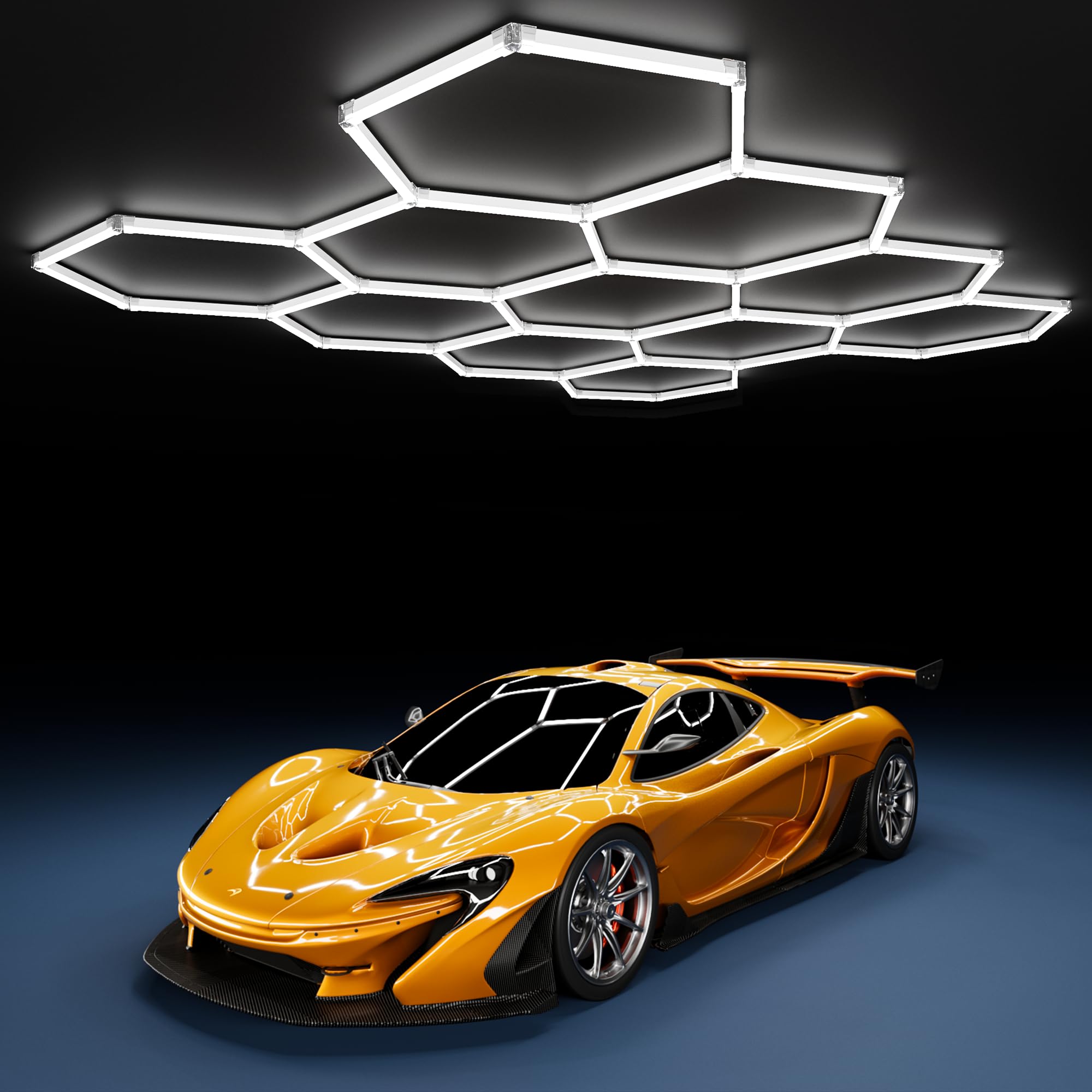 MODERN 11Grids Hexagon Garage Light 48Pack 384W 47000LM High Brightness Hexagon Garage Lights-Easy Install Honeycomb Ceiling Lights for