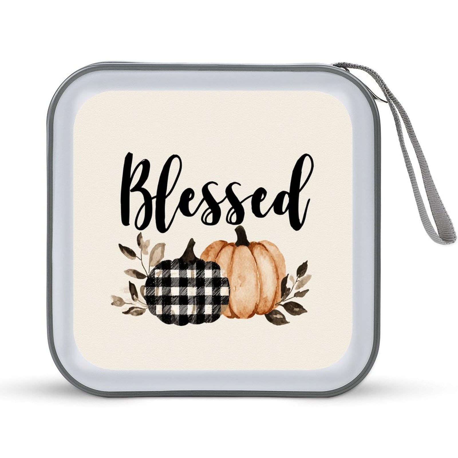 DuduYH Watercolor Two Pumpkins Blessed CD Case DVD Storage Case Portable for Car Home Travel