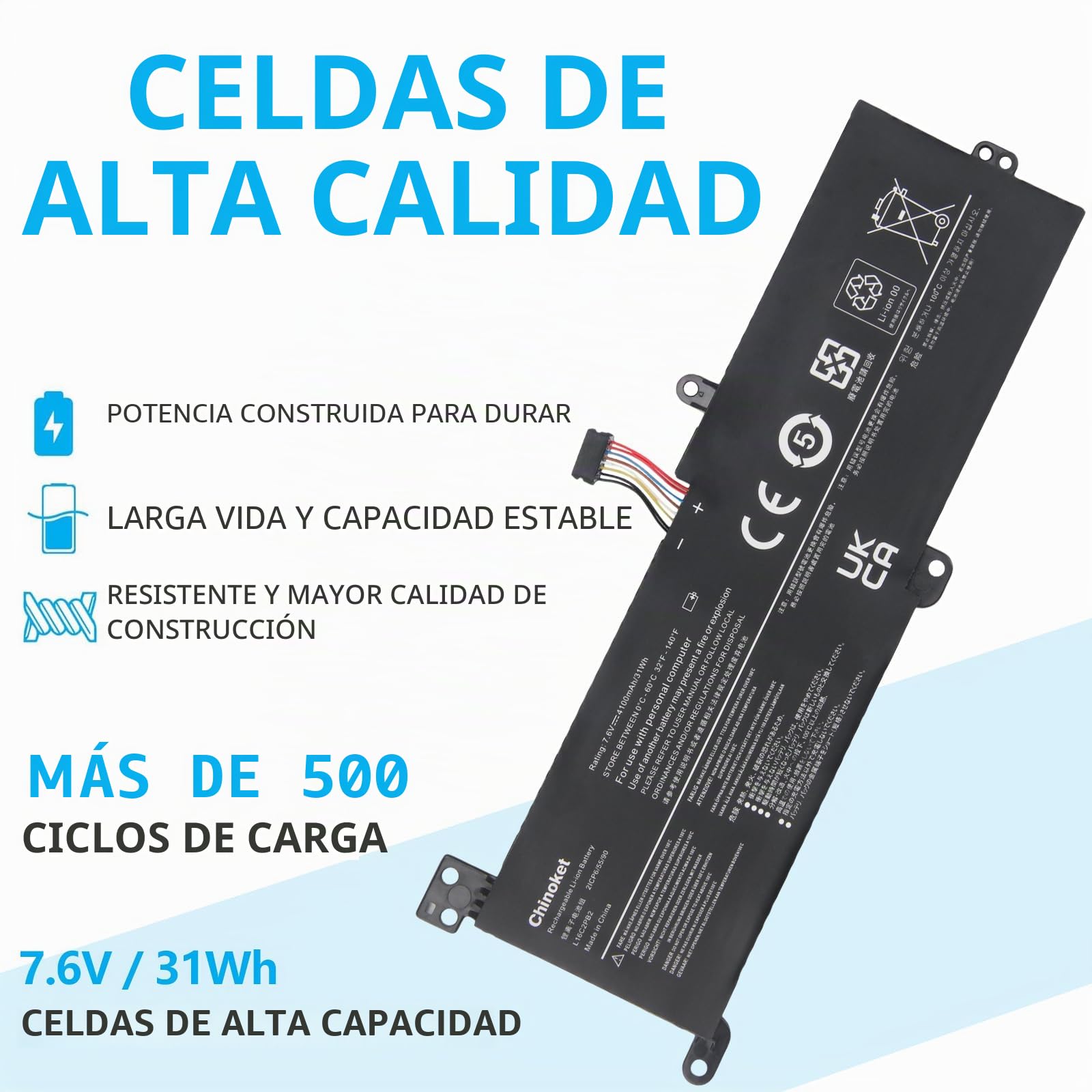 31Wh/4100mAh L16C2PB2 L16M2PB1 Batería para IdeaPad 320-15AST 320-15ABR 330-15IKB 330-15AST 320-14AST 320-14IKB 320-17IKB 330-14AST L16M2PB2 L16L2PB2 L16L2PB1 L16L2PB3 L16C2PB1 L17L2PF1
