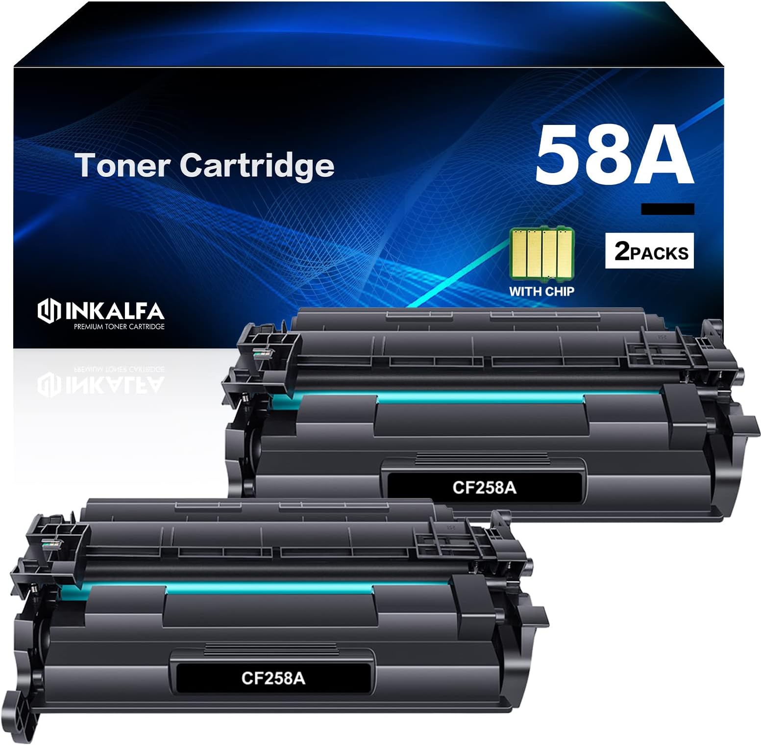 58A CF258A Toner Cartridge Black 2 Pack (with Chip) Compatible