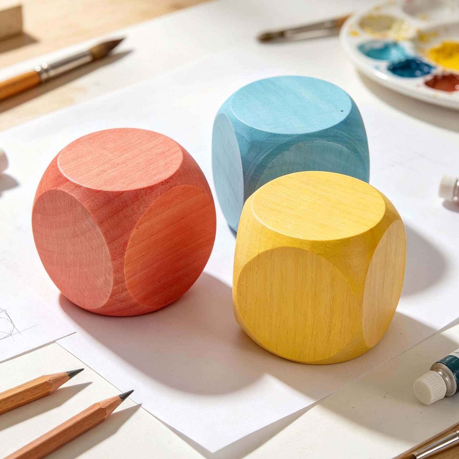 APACALI 30 Stück Blanko-Würfel aus Buchenholz, 50 mm, abgerundete Holzwürfel zum Basteln | Malübungen, personalisierte Bastelarbeiten, Party-Spielaktivitäten
