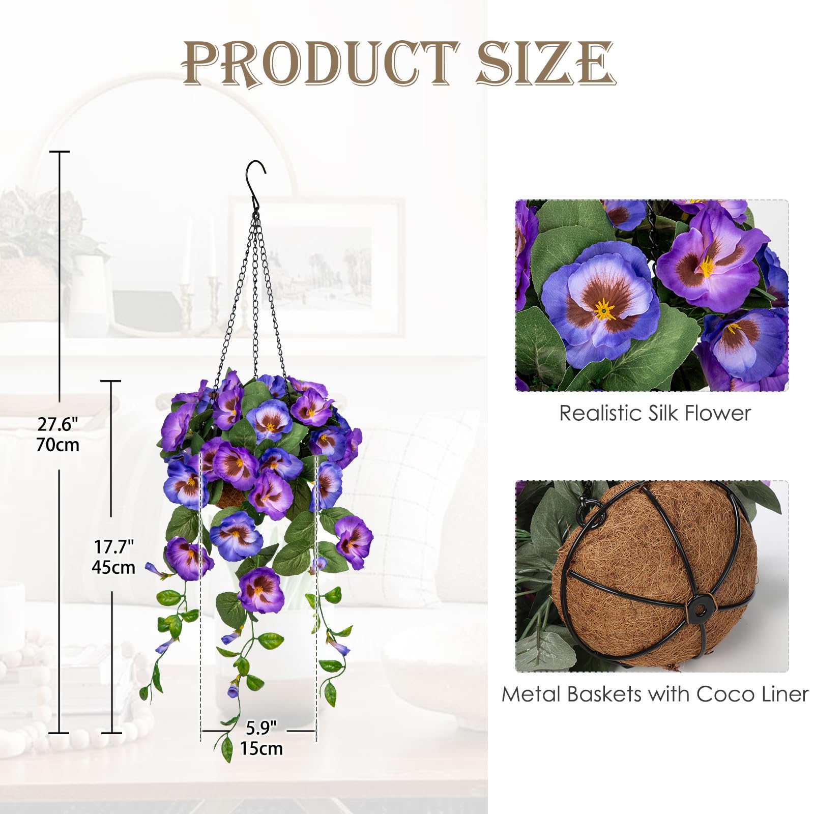 Amazon.de: Briful Kunstblumen Wie Echt Stiefmtterchen Hngende Pflanzen  Knstliche Blumen Pansy mit Hngeampel, Hhe 70 cm, Zimmerpflanze Busch  Dekopflanze Grnpflanze