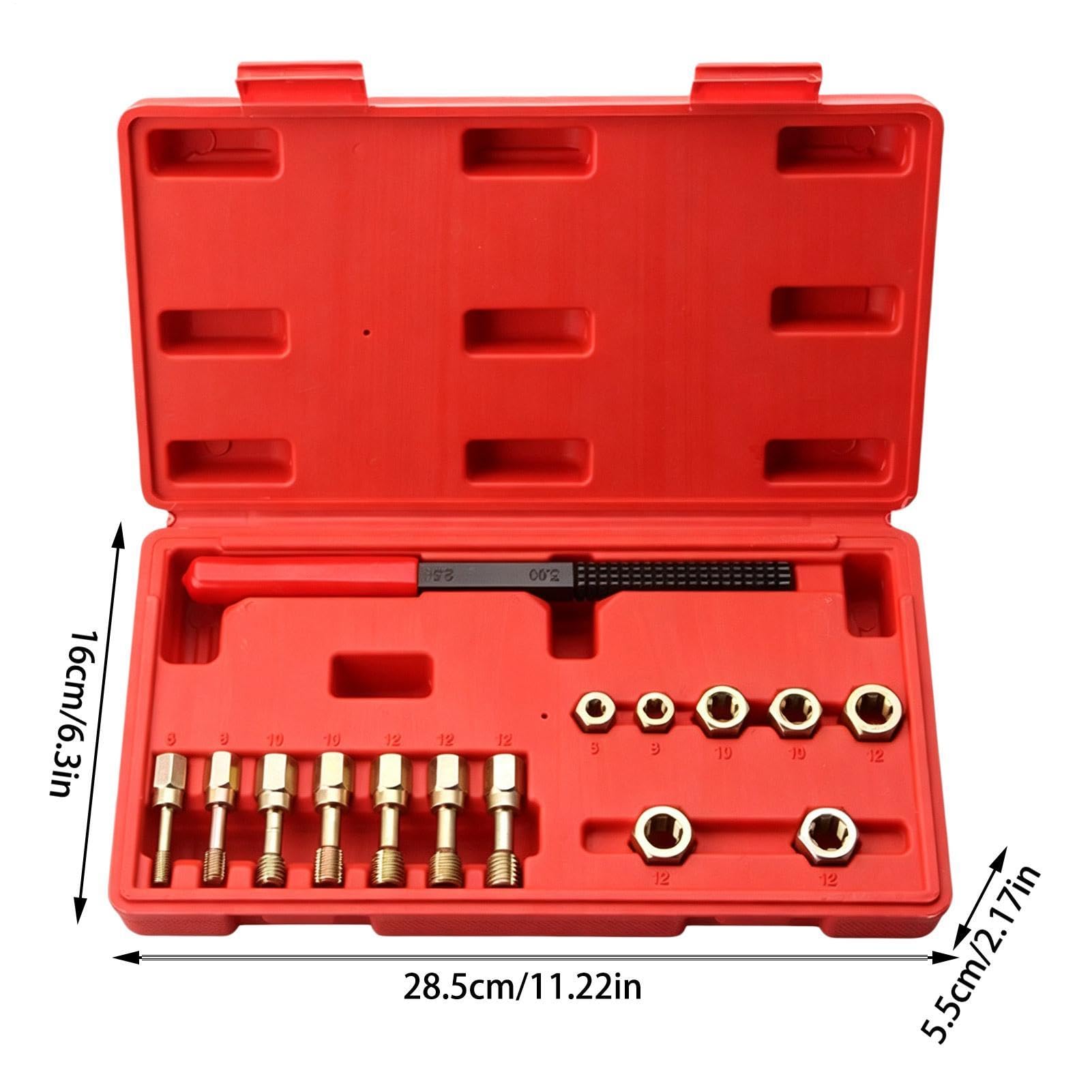 Kit Riparazione Filettature Attrezzo Metrico 15 Pezzi Portatile