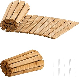 Wooden Garden Pathway,Wood Walkway with Non-Slip Surface, Roll Out walkways for Outdoor Path, Pathway Weather-Resistant Walkway for Outdoor Patios Wedding Party Pathways (Brown, 6FT)