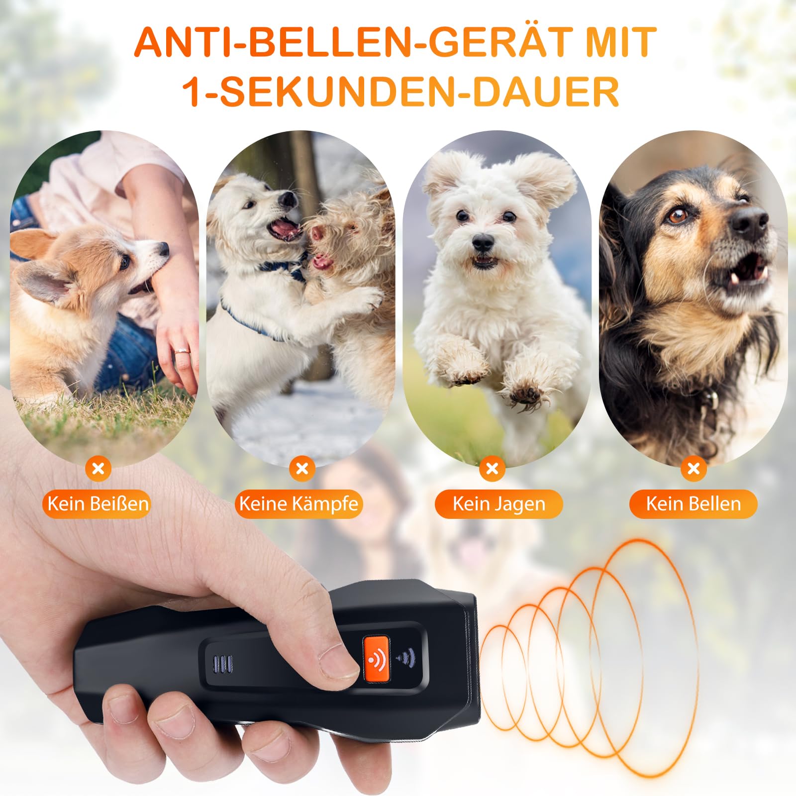 Antibell für Hunde - Ultraschall Hundegebell Stopper mit 3 Einstellbaren Frequenzen Anti Bell Gerät Hunde 30 Fuß Reichweite Anti Bellen Funktion für Innen & Außengebrauch