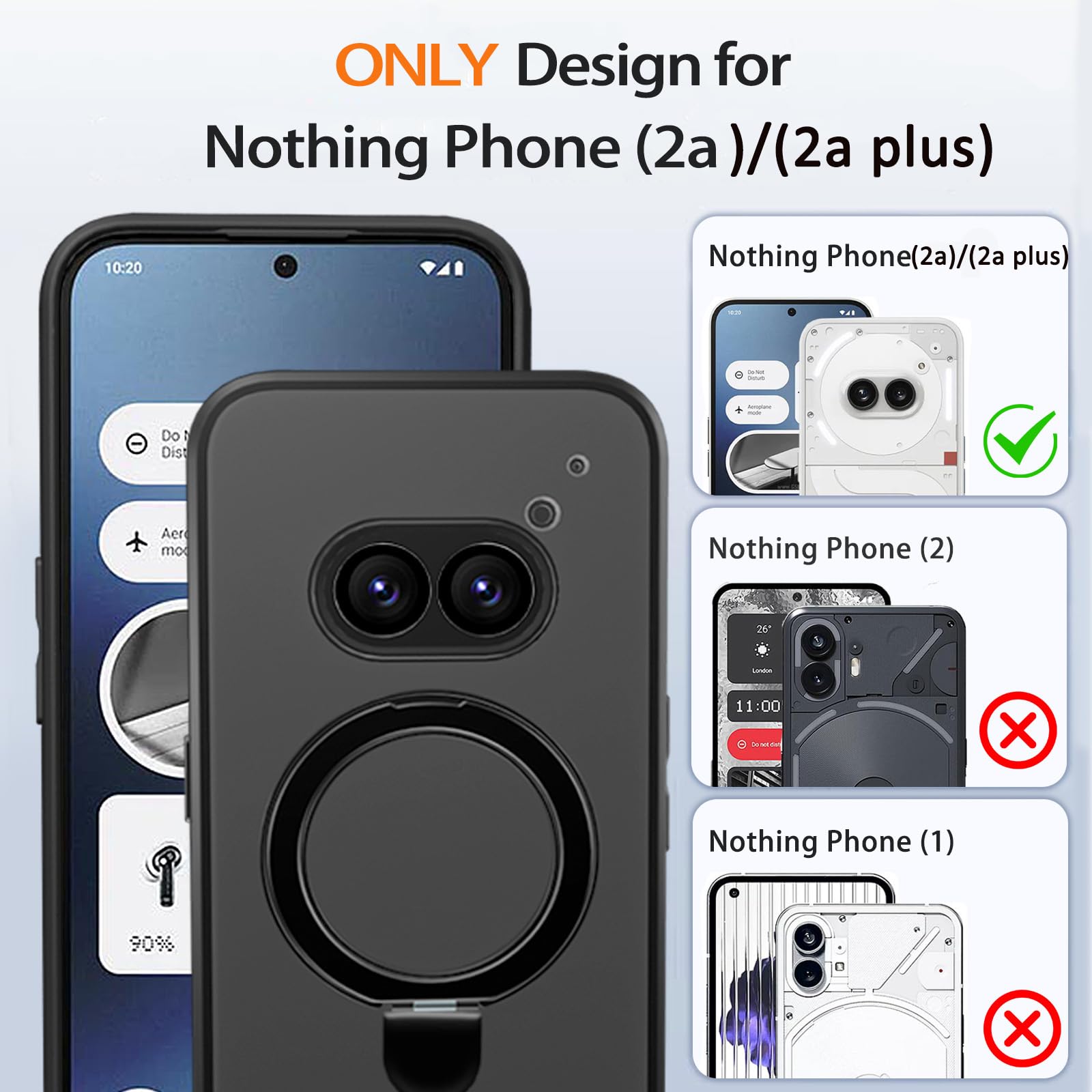 YINLAI Custodia Magnetica Per Nothing Phone 2a, Cover Magsafe Antiurto Traslucida Opaca, Colore Nero - 2