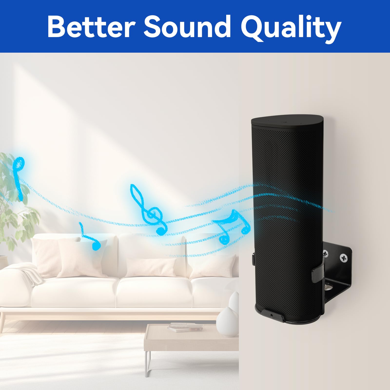 Shinar Supporto da parete in metallo compatibile con Sonos Roam 1/2, regolabile max. 12 kg (Nero)