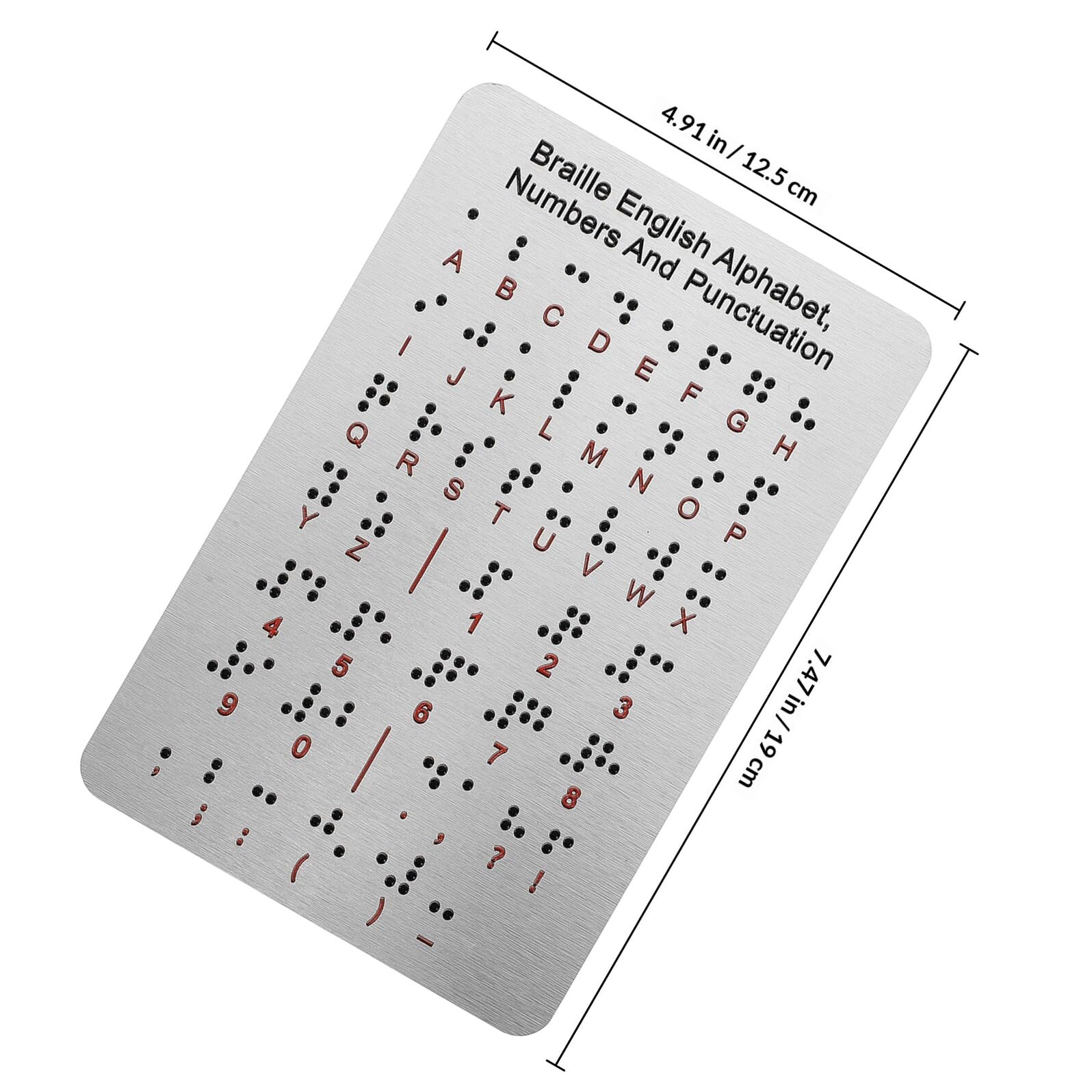 Tablero de Práctica de Braille y Números de Acero Inoxidable con Puntos en Relieve Diseño para Principiantes para Niños Ciegos Adecuado para Educación en Aula