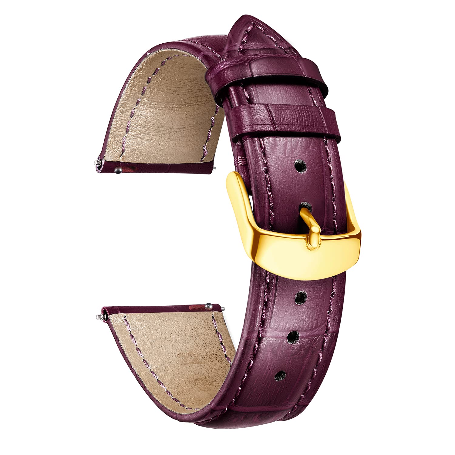 BINLUN Correa de Reloj de Cuero 10MM-24MM Diseño Cocodrilo Aligátor Liberación Rápida Correas de Repuesto para Smartwatch Hombre Mujer — view 45