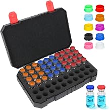 3ml Peptide Case for Fridge and Travel - 60 Slots + 10Pcs 3ml Glass Vial Caps 10 Colors, Insulin & Peptide Vials Storage Case for 3ml Vials, Portable Vial Storage Case Black
