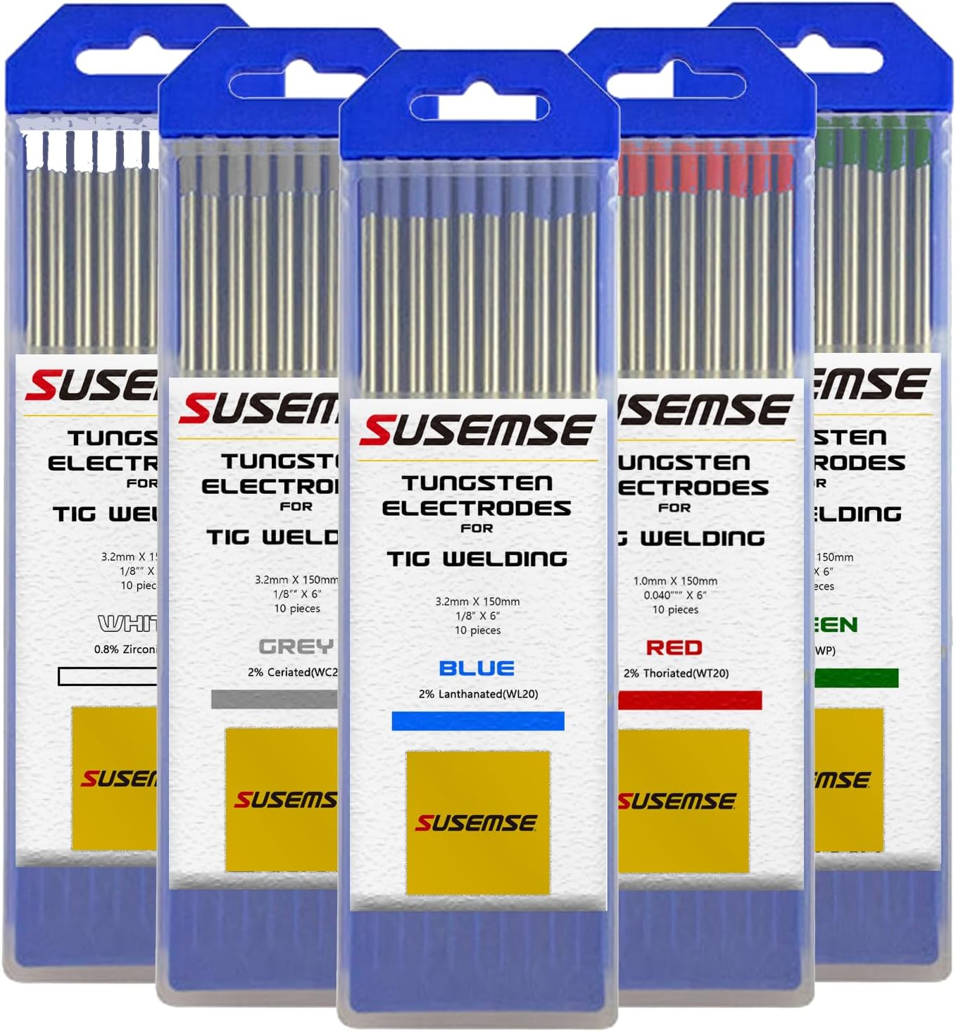 TIG Welding Tungsten Electrode 10PK Green (Pure Tungsten,040",1.0mm*150mm) SUSEMSE