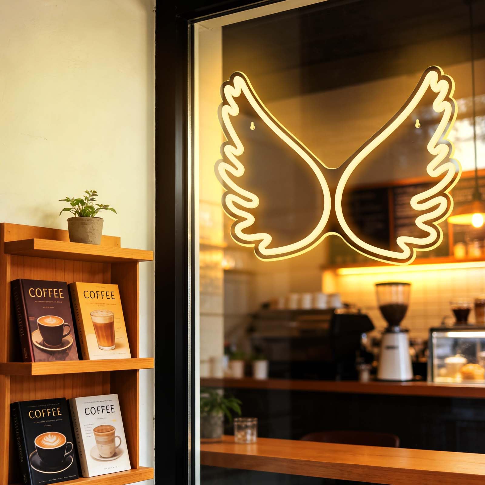 Angel Wings ciepły biały neonowy znak w kształcie skrzydła akrylowy dekoracyjny lampka nocna zasilana przez USB znak świetlny odpowiedni do baru sklepu, dekoracji okna, kawiarni, klubu, sypialni (5 V