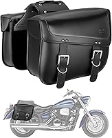 KEMIMOTO 30L Motorcycle Saddlebags PU Leather Large Capacity Bags for Sportster Softail Dyna V-Star Shadow Universal Fit Black