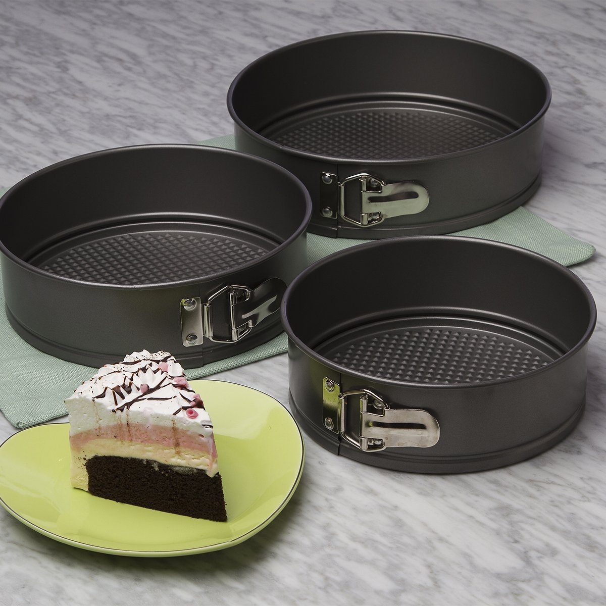 Ecolution Bakeins 3-teiliges Springform-Set, Grau, 20,3 cm, 22,9 cm und 25,4 cm