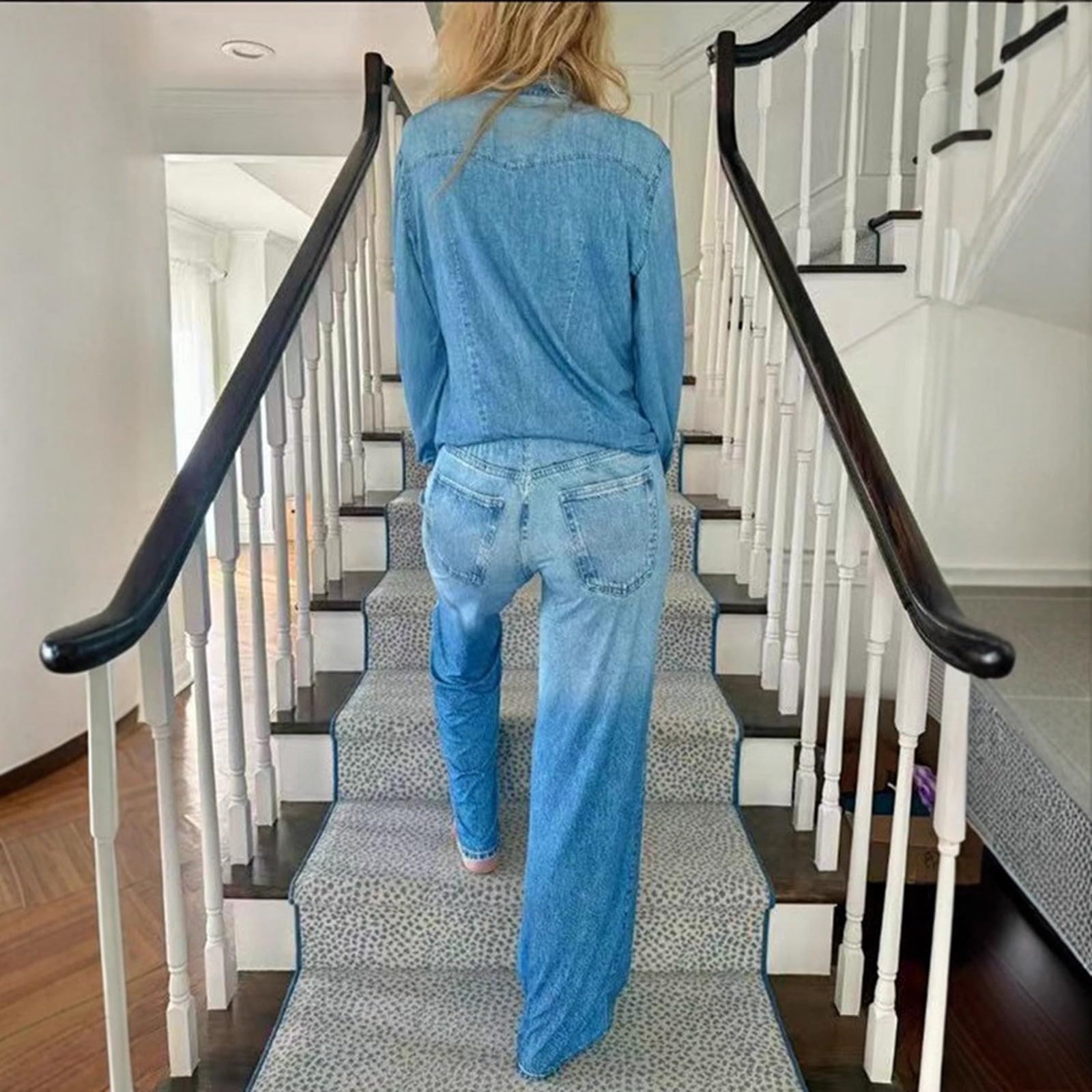 Jeans Baggy Donna Curvy Jeans Vita Alta Curvy Gamba Larga Pantaloni Denim Elasticizzati Leggeri Larghi Moda Pantaloni Baggy Casual Palazzo Wide Leg Pantalone Tempo Libero Taglie Forti Basic