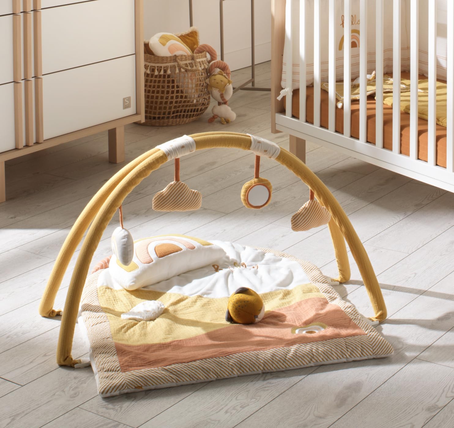 Sauthon Krabbeldecke für Babys | Krabbelbogen Baby | Sunlight | Matte mit Tragetasche | Geschenk zur Geburt
