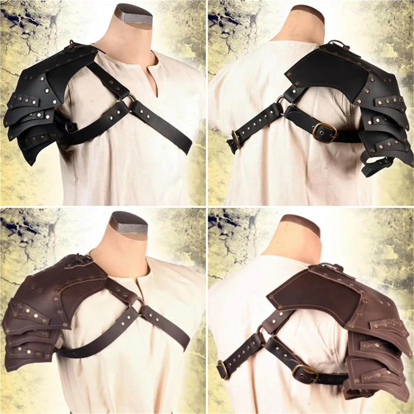 Armatura Vintage Per Le Spalle Accessori for cosplay con armatura monospalla medievale in pelle PU