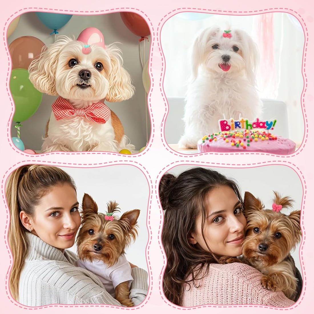 20pcs Petits Nœuds pour Poils de Chien avec Élastiques, Élastiques Nœud pour Chien Plusieurs Styles Dog Bow, Une Utilisation Quotidienne Pendant les Vacances, Accessoires de Toilettage pour animaux