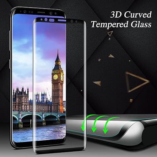 Miniatura 4 de MAYtobe Protector de pantalla de vidrio para Samsung Galaxy S9, vidrio templado curvado 3D, compatible con fundas, antiarañazos, sin burbujas, fácil