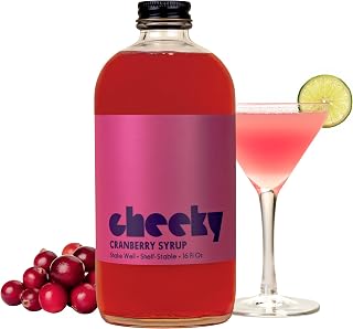 Cheeky Cocktails Cranberry Syrup, Bar Quality, No Artificial Flavors or Preservatives, 16 Fl Oz