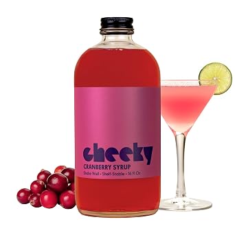 Cheeky Cocktails Cranberry Syrup, Bar Quality, No Artificial Flavors or Preservatives, 16 Fl Oz