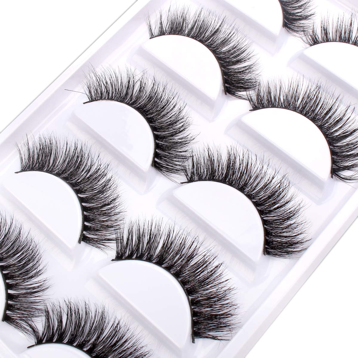 3D Mink False Eyelashes Pack Real Siberian Luxurious Messy Thick Long Volume Dramatic Mink Fake Eyelashes Set 5 Pairs/Box A06-5（The New)