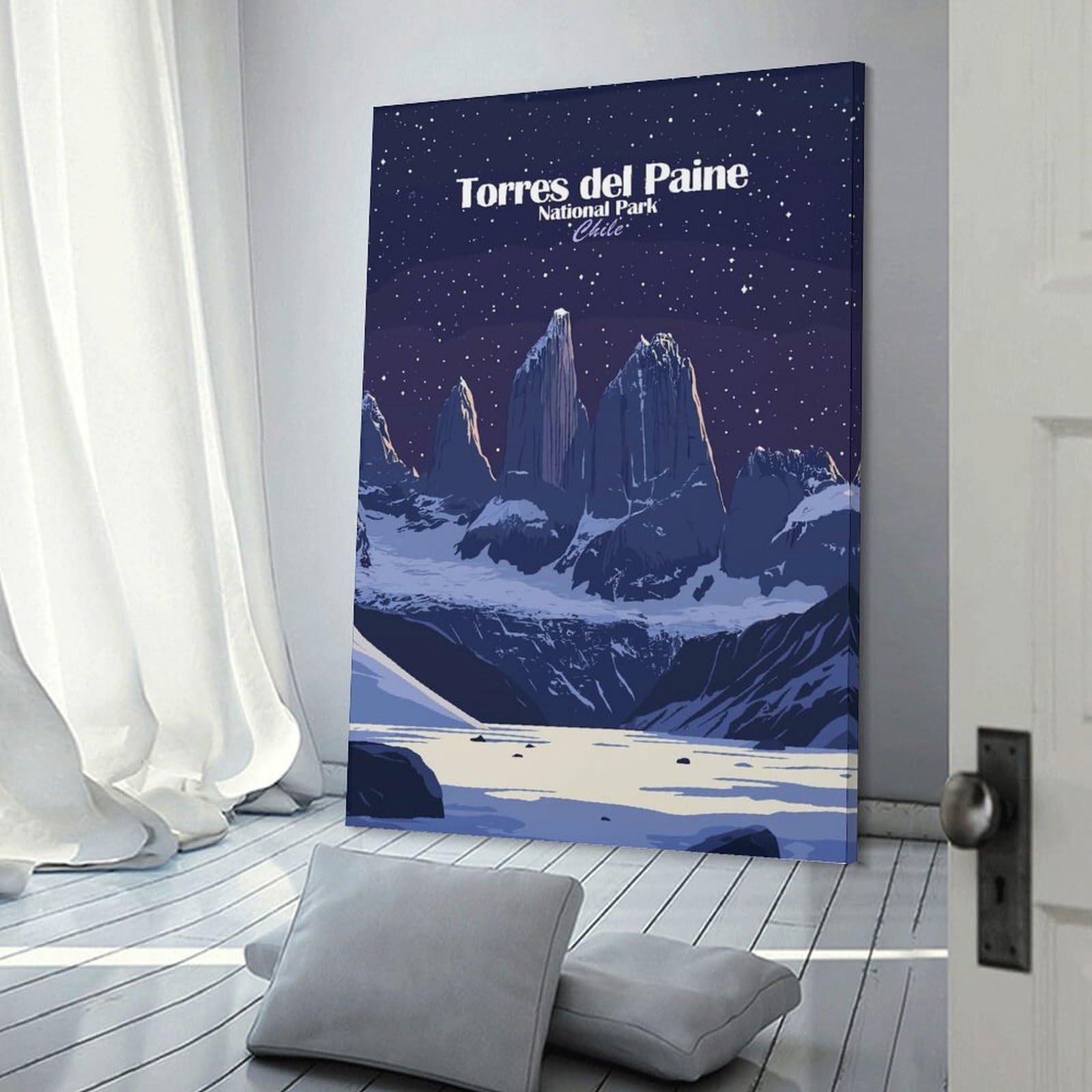 Junmoney Frame-Style-10 Torres Del Paine National Park Room Decor Wall Art, 16X24inch(40X60cm), For Entrance Spaces, Stair Walls Or Halls, A Stylish Accent For Home Entrances