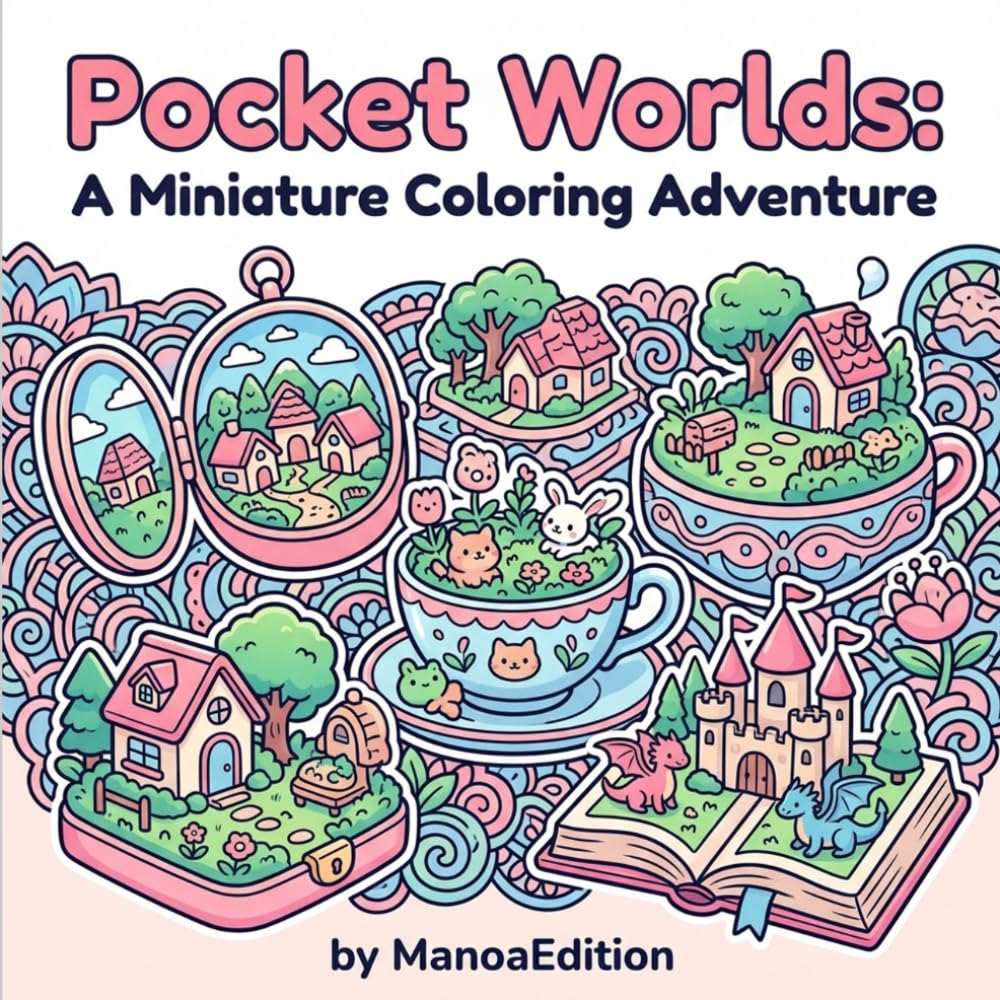 Pocket Worlds: A Miniature Coloring Adventure: 40 Enchanting Tiny Gardens, Fairy Homes & Little Landscapes Hidden Inside Everyday Objects for Relaxation
