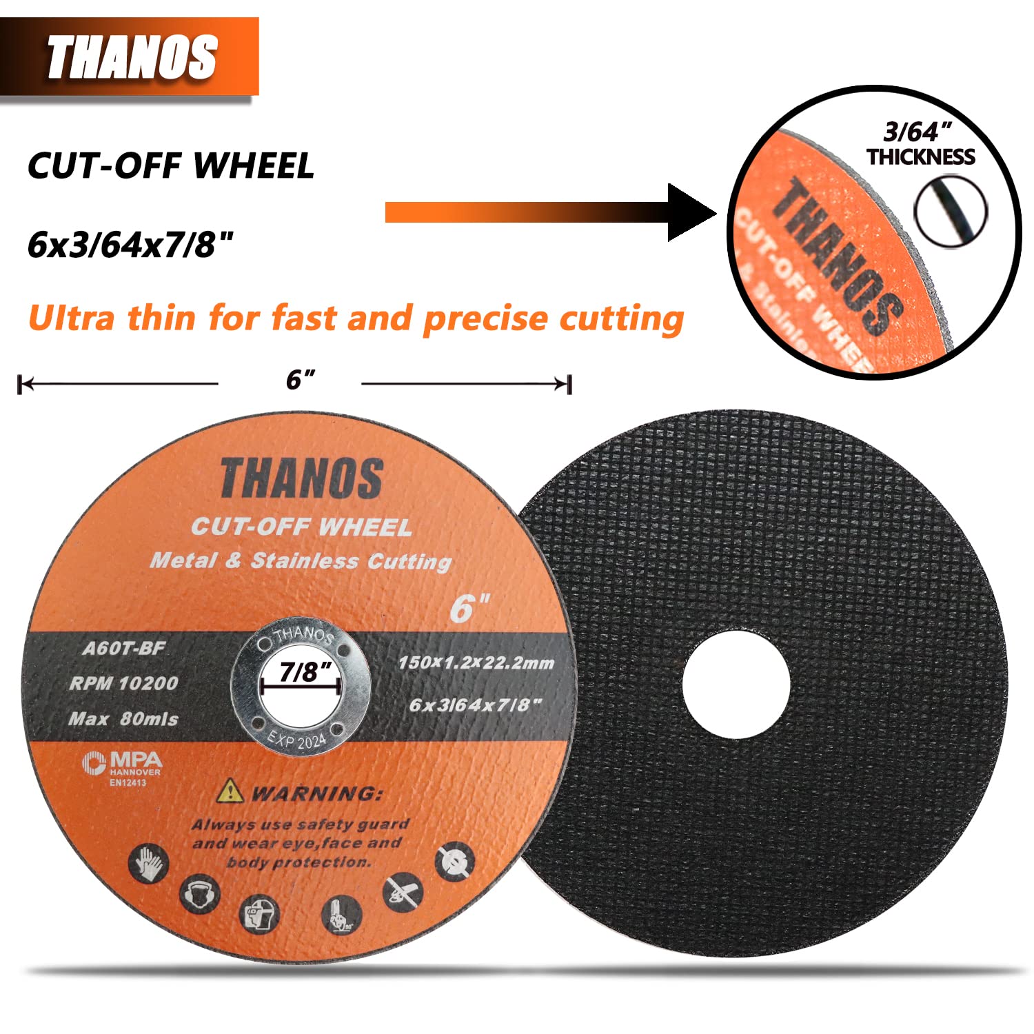 Snapklik.com : Cut Off Wheel,25 Pack 6" X.045 X7/8" Metal And Stainless ...