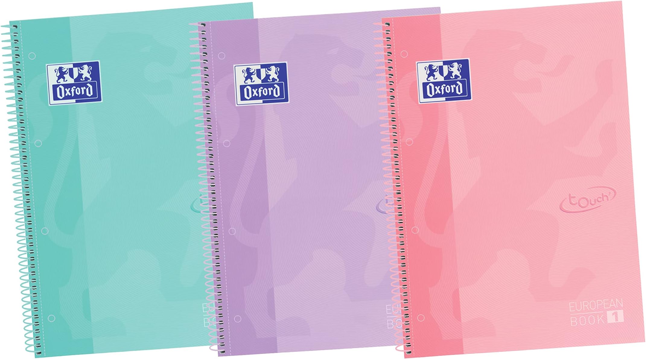 Cahier Plastique Spirale Page De Garde Transparente Oxford , Europeanbook Lot de 3 cahiers A4 micro-perforés Format A4 1