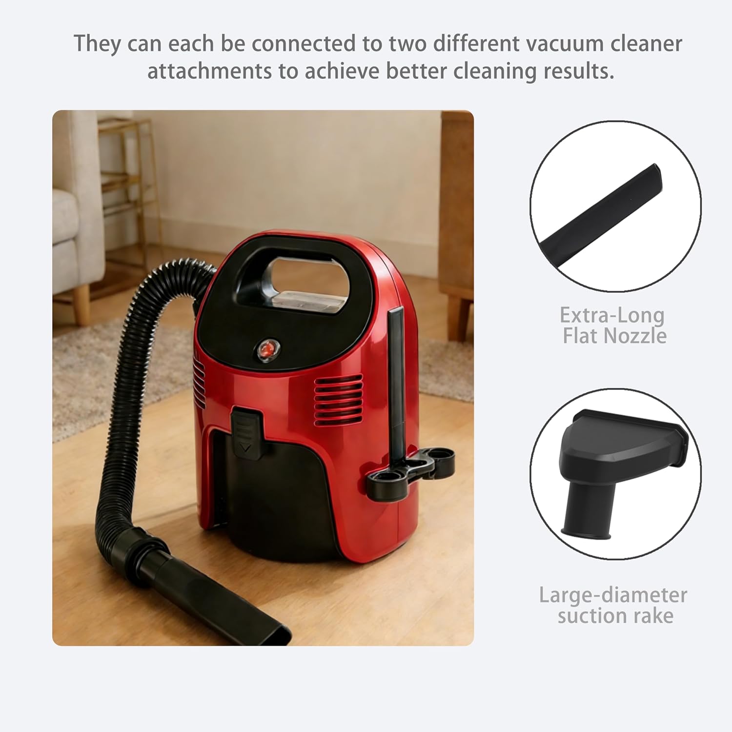Portable Wet/Dry Vacuum, 2-Gallon, Small Shop Vacuum，Corded, Compact Wet/Dry Vacuum for Pets & Cars, Black-Red Elf