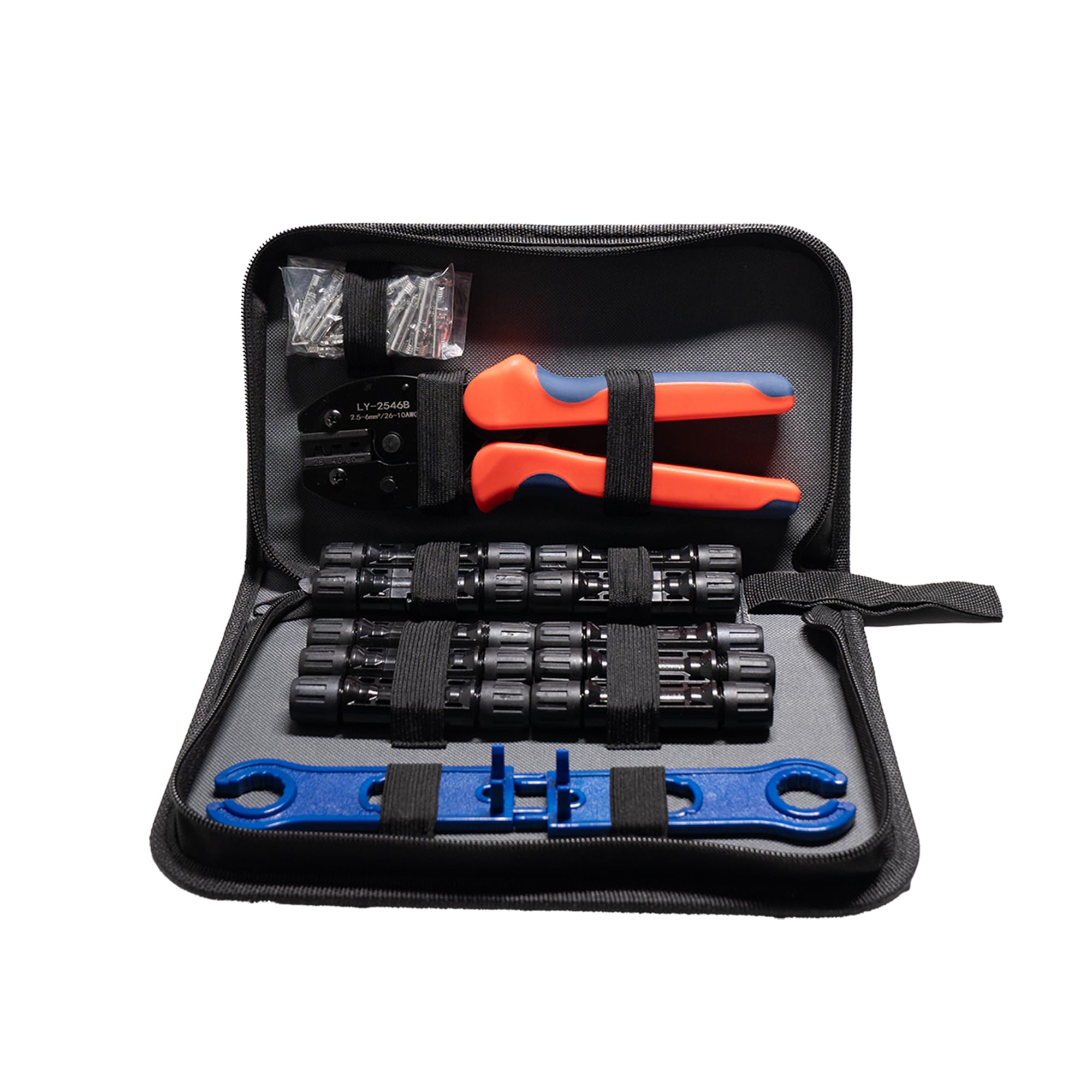 Set di pinze crimpatrici a energia solare, 2,5/4/6 mm², 10 paia di connettori solari maschi/femmine, 2 chiavi inglesi + 1 crimpatrice per impianto solare fotovoltaico