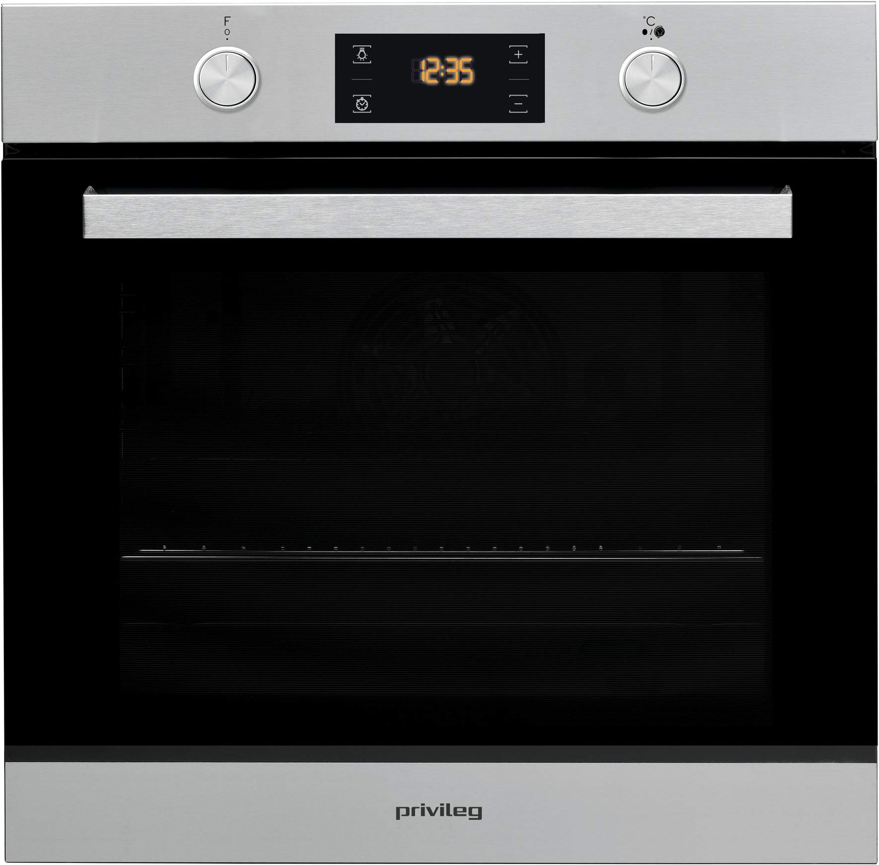 Privileg BAKO Turn&Cook 400 Einbau-Backofen mit Glaskeramik-Kochfeld/ 71 L/Pyrolyse-Reinigungsfunktion/Heißluftbackofen mit 10 Funktionen / 2-fach Teilauszug/Maxi Cooking silver