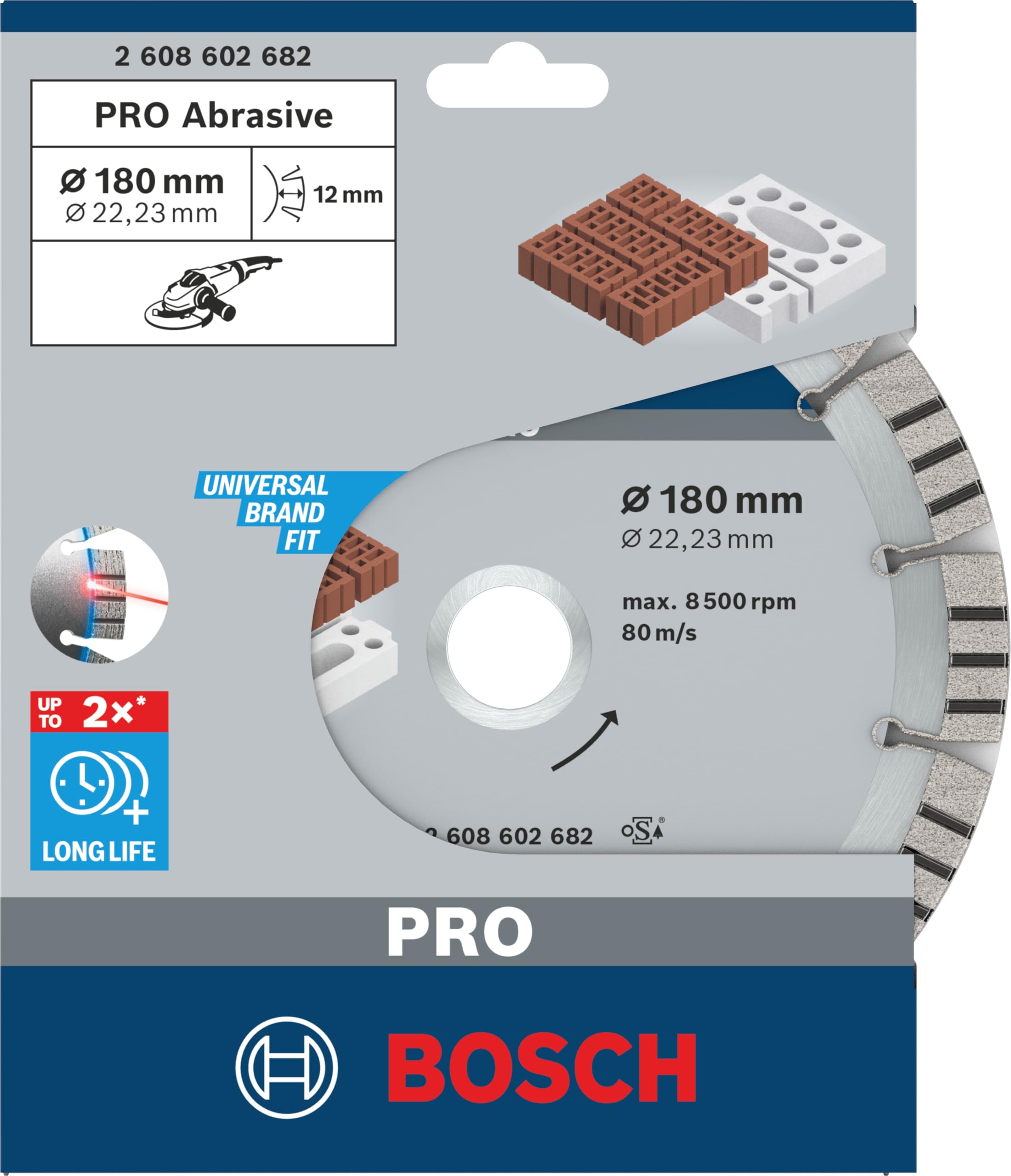 Bosch Professional Diamentowa tarcza tnąca Best for Abrasive (do materiałów abrazyjnych, 180 x 22,23 x 2,4 x 12 mm, Akcesoria małych szlifierek kątowych)