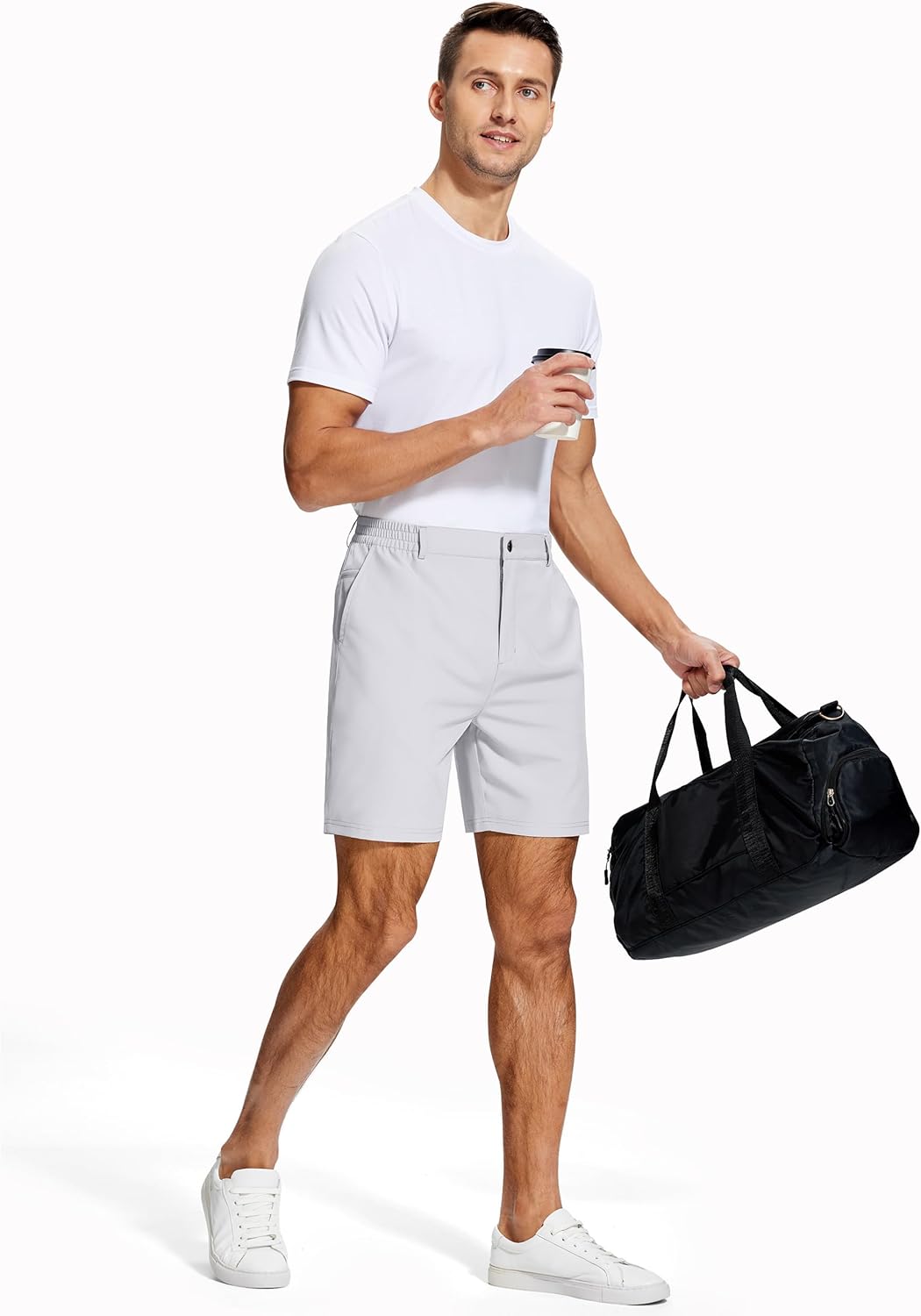 Mens Casual Dress Shorts 7 Inch Lightweight Stretch Quick Dry Elastic Waist for Golf Travel Work with 3 Pockets - Image 6