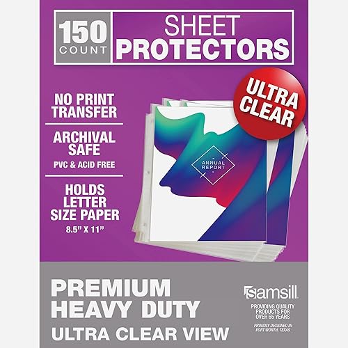 Vista 13 de Samsill Protectores de hojas, protectores de página de 8.5 x 11 pulgadas para carpeta de 3 anillas, súper resistentes, protector de página Claro