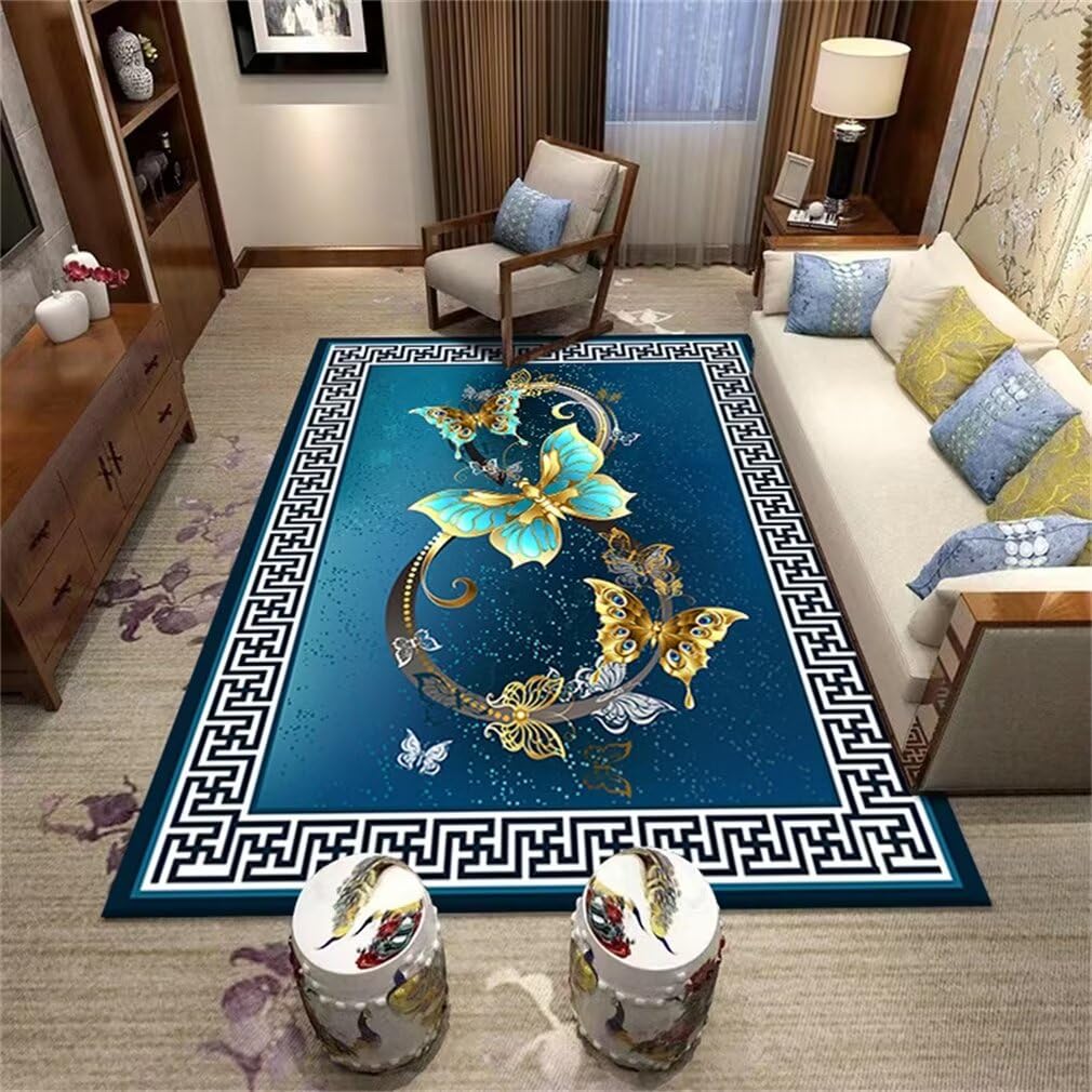 Tapis lavable à motif papillon résistant aux taches pour chambre d'enfant garçon