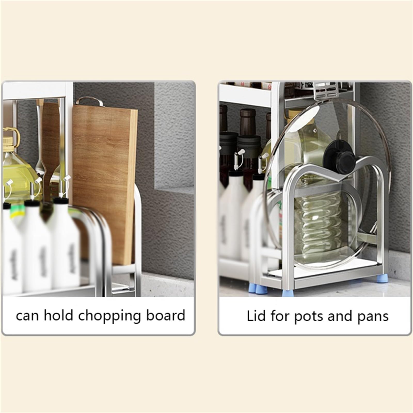 Regał do przechowywania Stojak na przyprawy, 2 poziomy, stojak kuchenny, przyprawy, słoiki, półka do przechowywania na blacie, stal nierdzewna, wielowarstwowy organizer na przyprawy Kuchnia(40cm)
