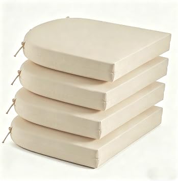 Bafode Patio Chair Cushions Set of 4, 17" x 16" x 2" Waterproof Outdoor Chair Cushions for Furniture, Seat Cushion with Ties, for Patio, Yard, Garden Dining Chair