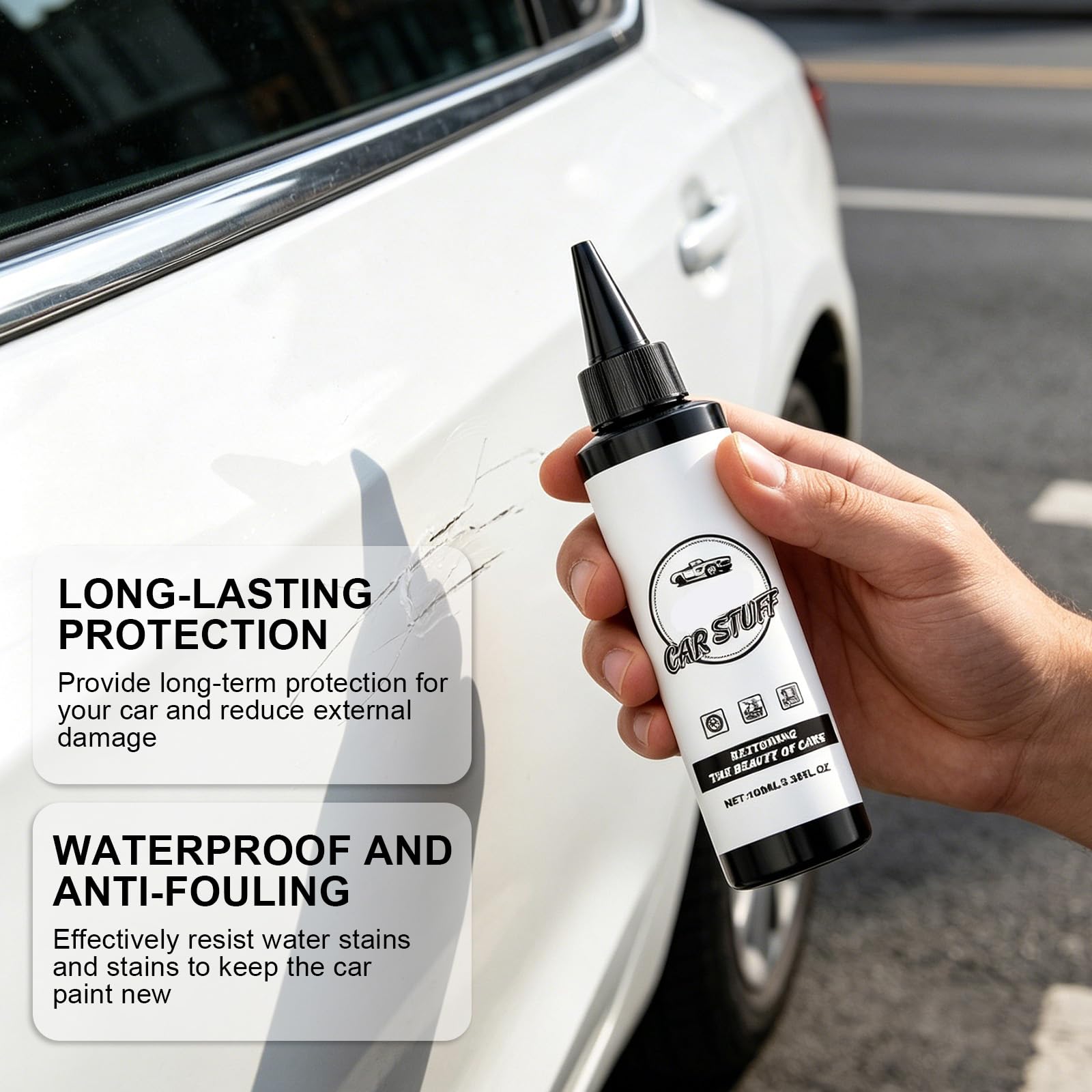 2Pcs Coating Agent for Car, Long-Lasting High Gloss Top Coat, Waterproof UV Resistant Dustproof, for Hood Side Trunk Front, 100ml/3.38fl.oz — view 4