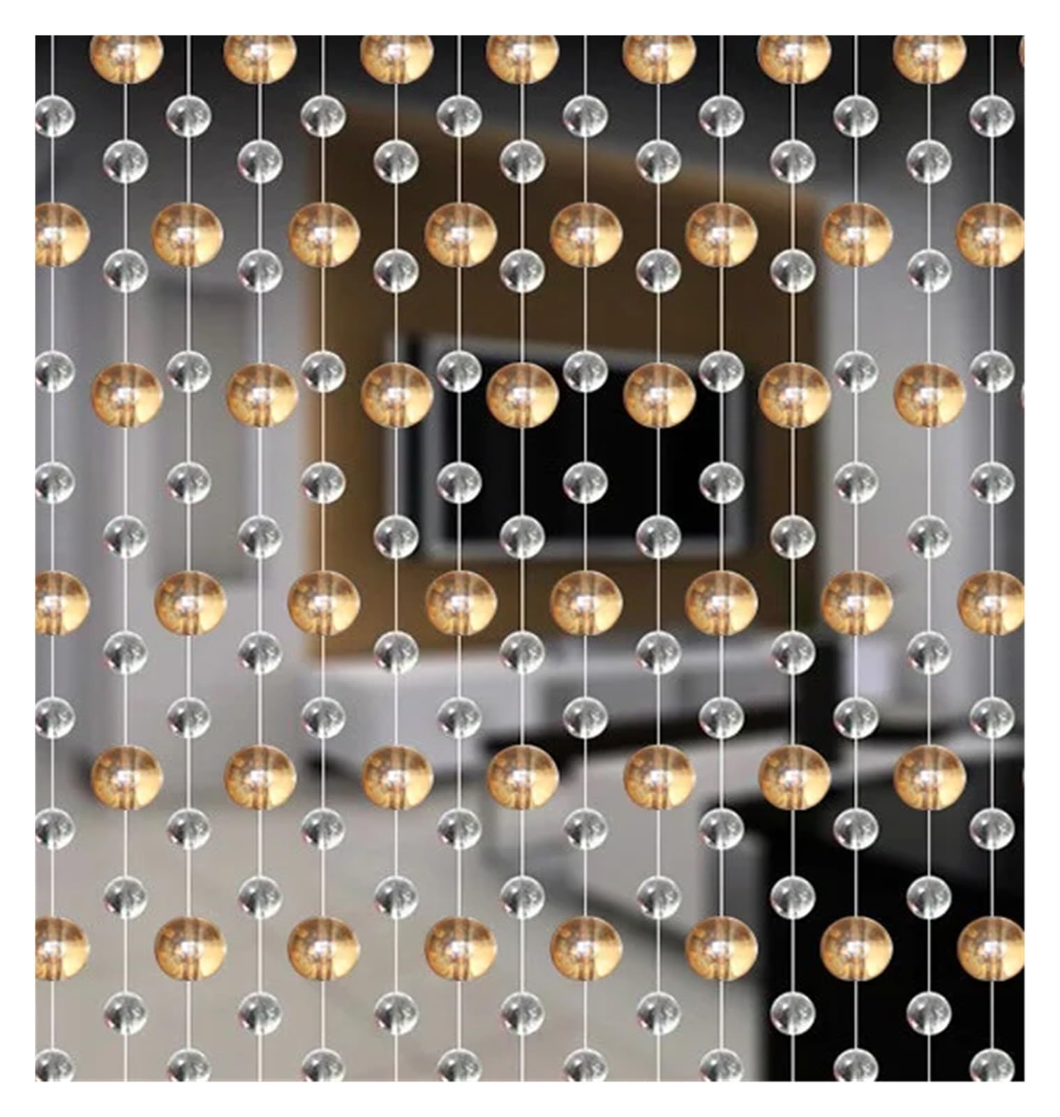 Rideau de perles cristal Champagne de 200cm pour l'habillage élégant des portes et fenêtres