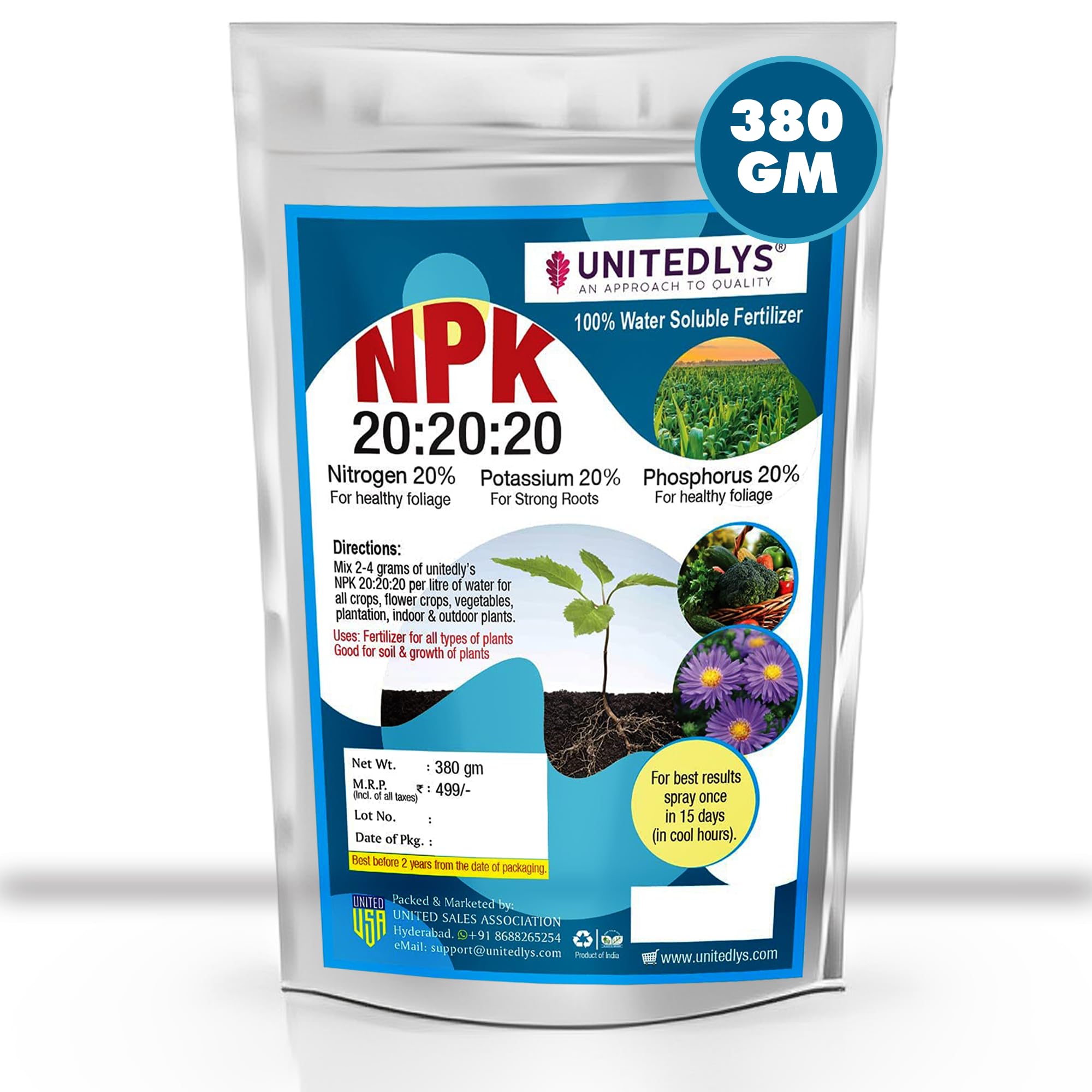 Unitedlys NPK 20 20 20 Fertilizer For Plants 380G | Balanced Formula For Healthy Plants | NPK Fertilizer For Plants Home Garden | Multipurpose Fertilizer | NPK For Plants Growth, Health & Vitality (B08N47965C) Amazon Price History, Amazon Price Tracker