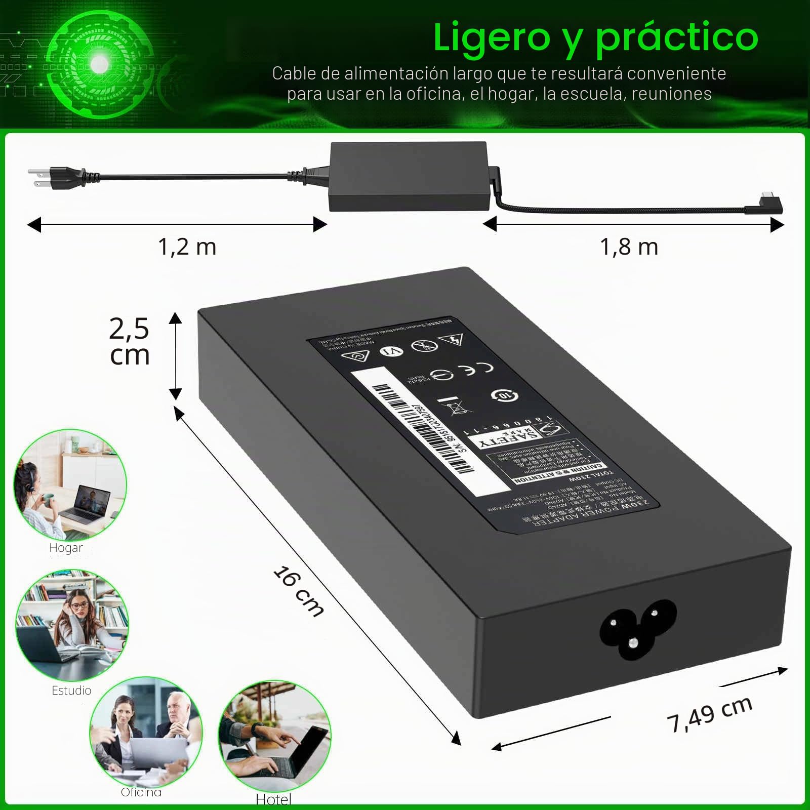 Cargador para portátil CHLOLMY TECH Razer Blade 14 15 17 RTX2070 RTX2080 RTX3060 RTX3070Ti RTX3080 230W 19.5V 11.8A 6 cables adaptadores de alimentación