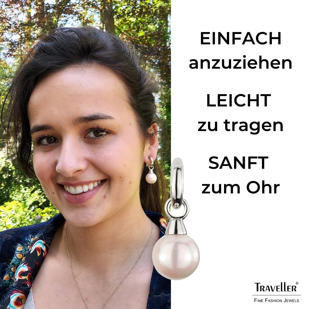 Traveller Orecchini a clip – Gancio – 14 mm perla, Perla
